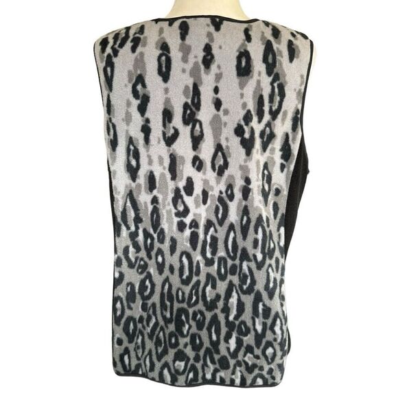 Bob Mackie Wearable Art L Fleece Vest Leopard Animal Print Full Zip Cozy Chic - Picture 4 of 8